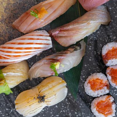 Nigiri and sushi rolls.