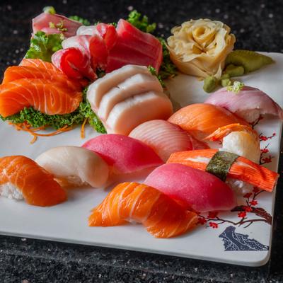 Nigiri and sashimi platter.