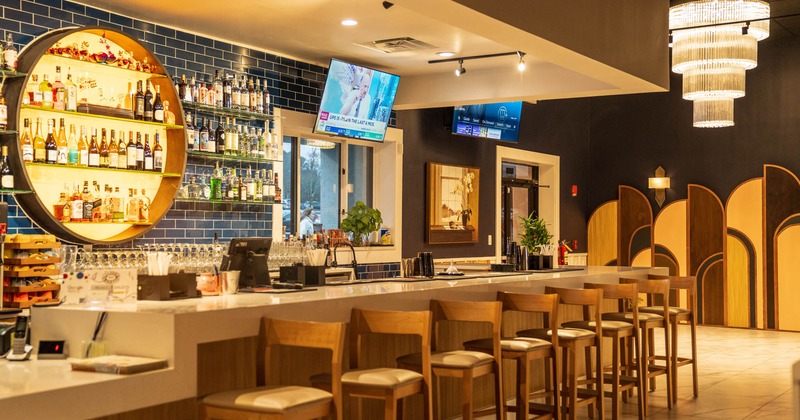 Interior, bar seating area