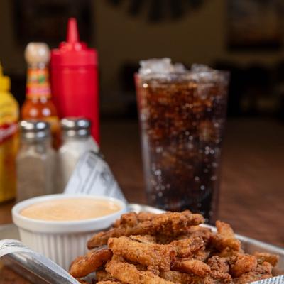 Fried jalapeno sears and dip.