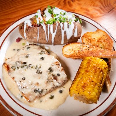 Salmon Corn Baked Potato top view.