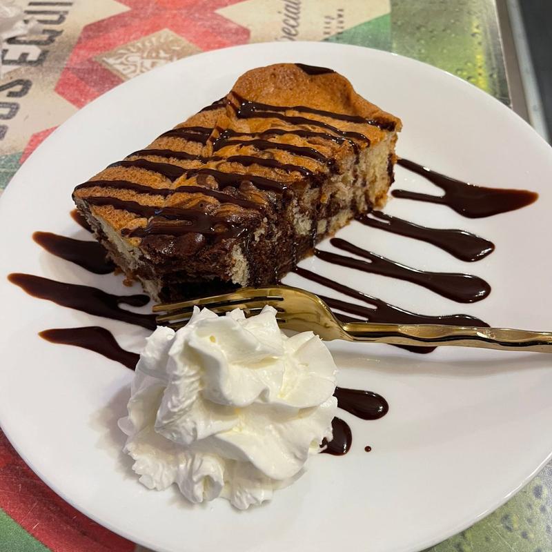 Chocolate vanilla cake photo