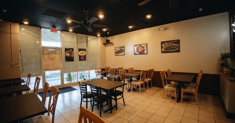 Dining area, tables and seats