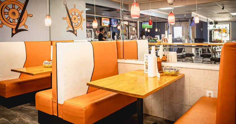 Interior, dining booths