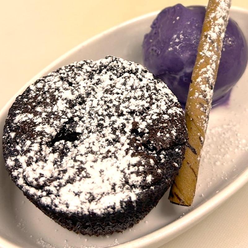 Mochi Brownie with Ube Ice cream photo