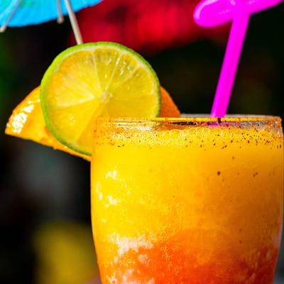 A closeup on the sunset margarita.