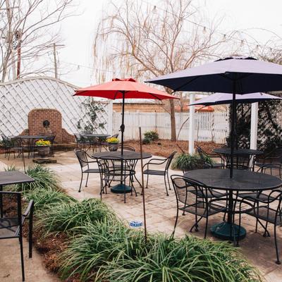 Exterior, patio, seating space.