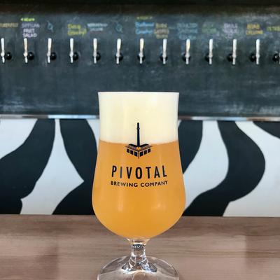 A glass of Pivotal IPA.