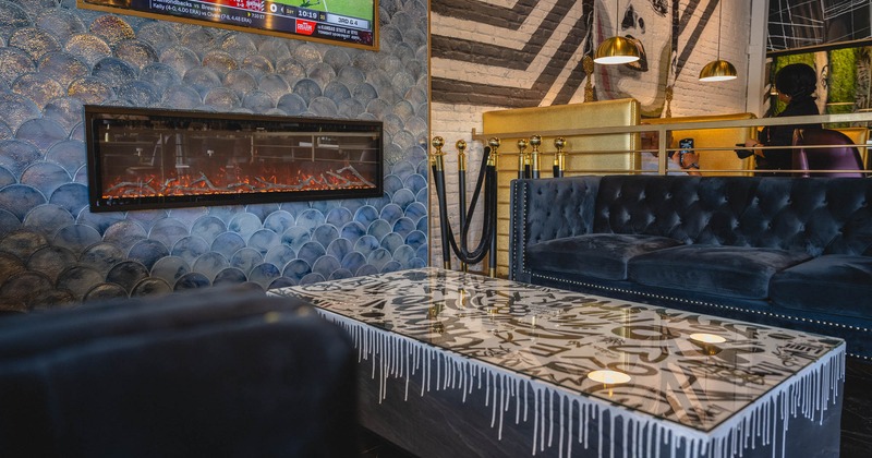 Sofas next to the fireplace