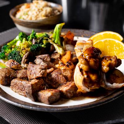 Hibachi NY Steak and Lobster, close up