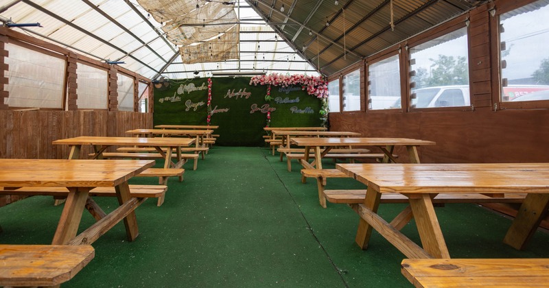 Exterior, covered patio, seating area