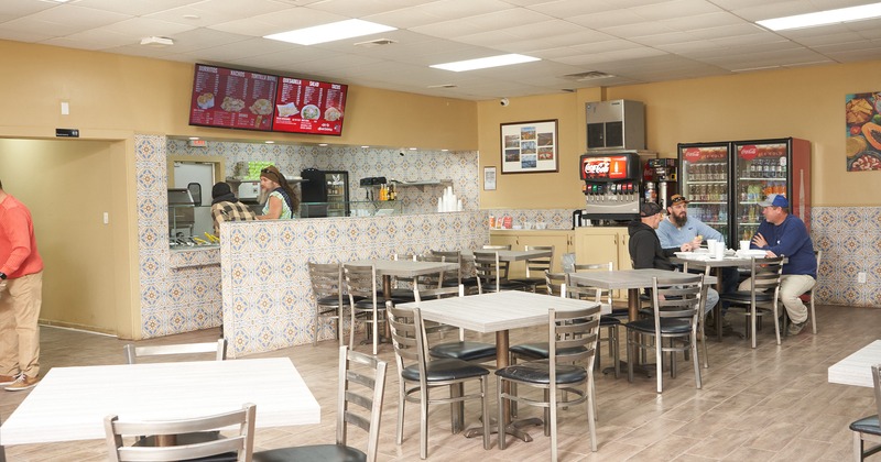 Interior space, dining area and order counter