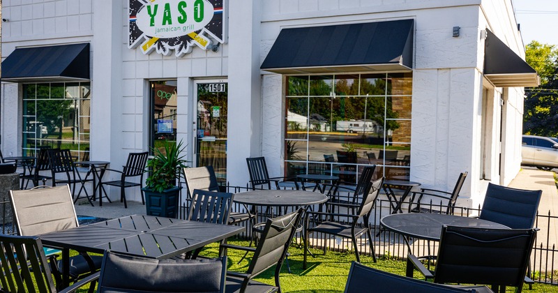 Exterior, tables and seating outside