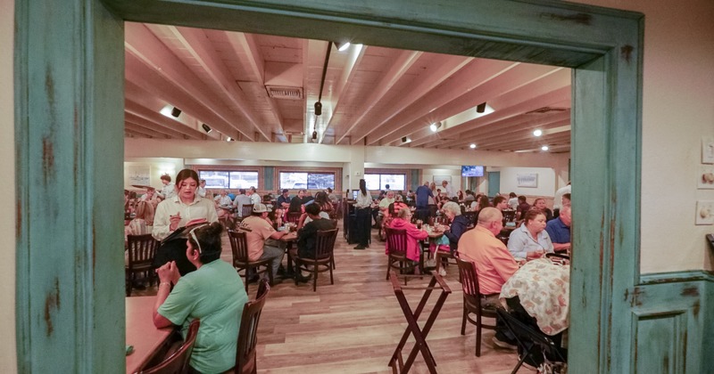 Interior, diner area, tables, chairs,guests