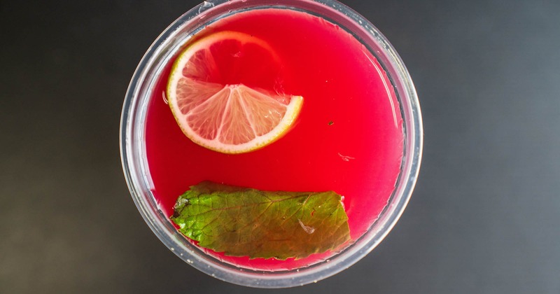 Served strawberry dragonfruit beverage