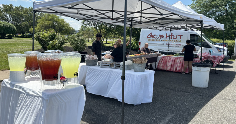 Exterior, sign above the front entrance