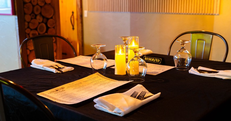 Fully set dining table