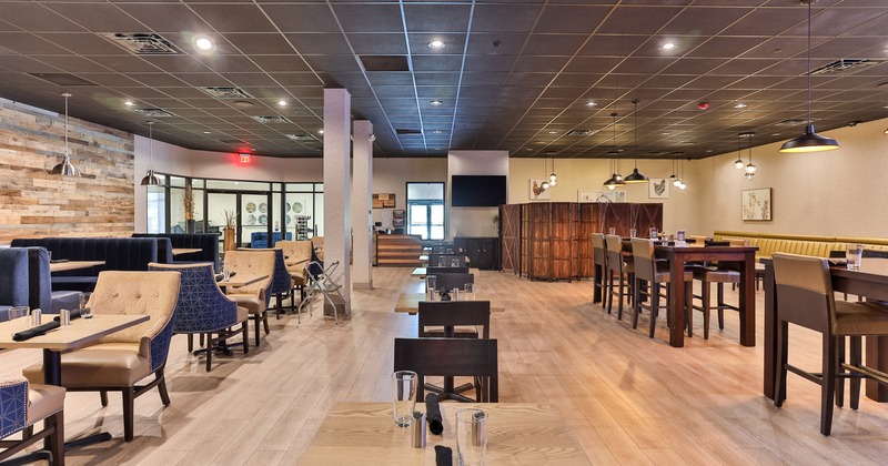Interior of a spacious, modern restaurant dining area
