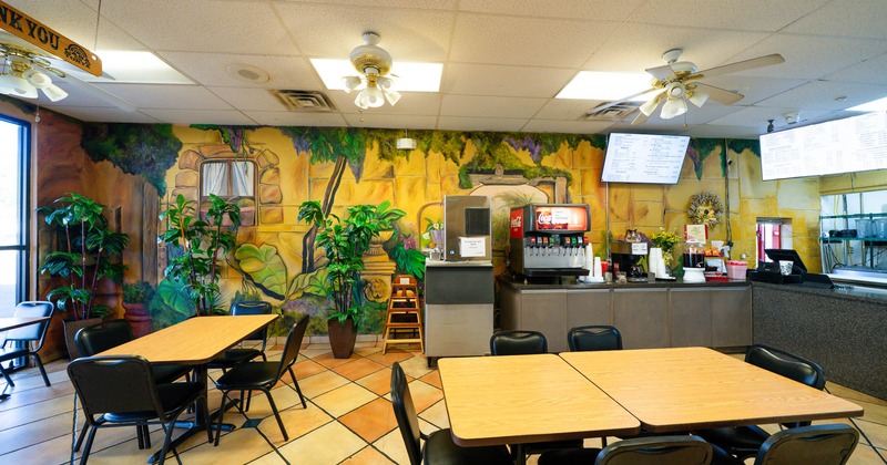 Interior, chairs and tables