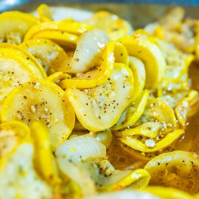 Stewed yellow squash and onions.
