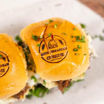 Beef short rib sliders.