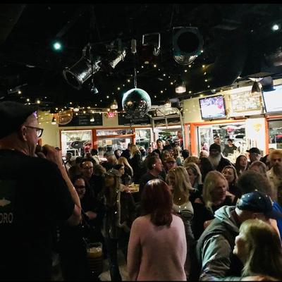 Interior filled with people.