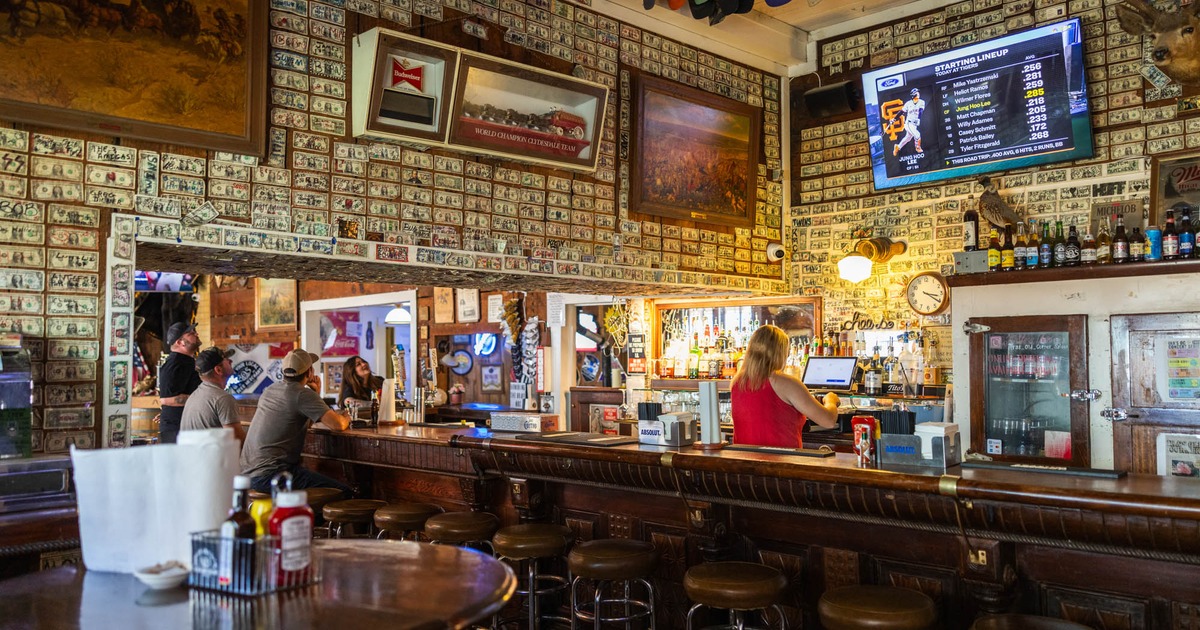 Interior, bar area, bar and bar stools