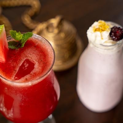 Watermelon mint spritz and Very Berry Lassi.
