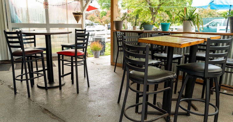 Interior, half opened space with dining area