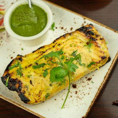 Chargrilled salmon fillet.