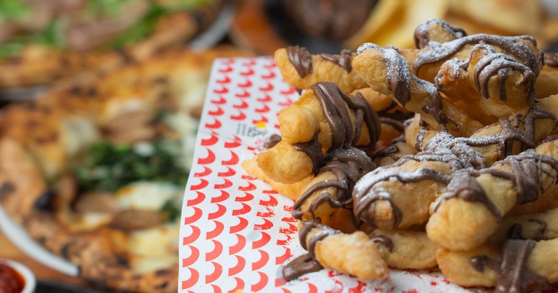 Fried pizza sticks with nutella