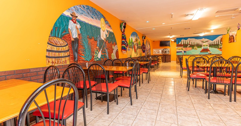 Interior dining area, decorations on the walls