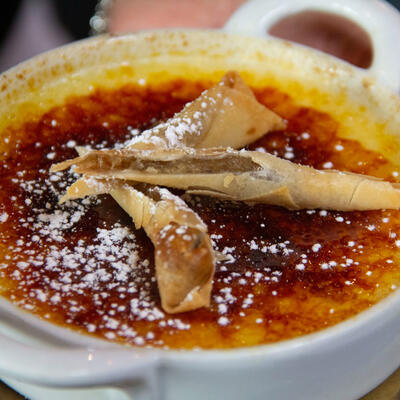 Creme brulee extreme closeup