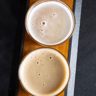 Beer flight, top view.