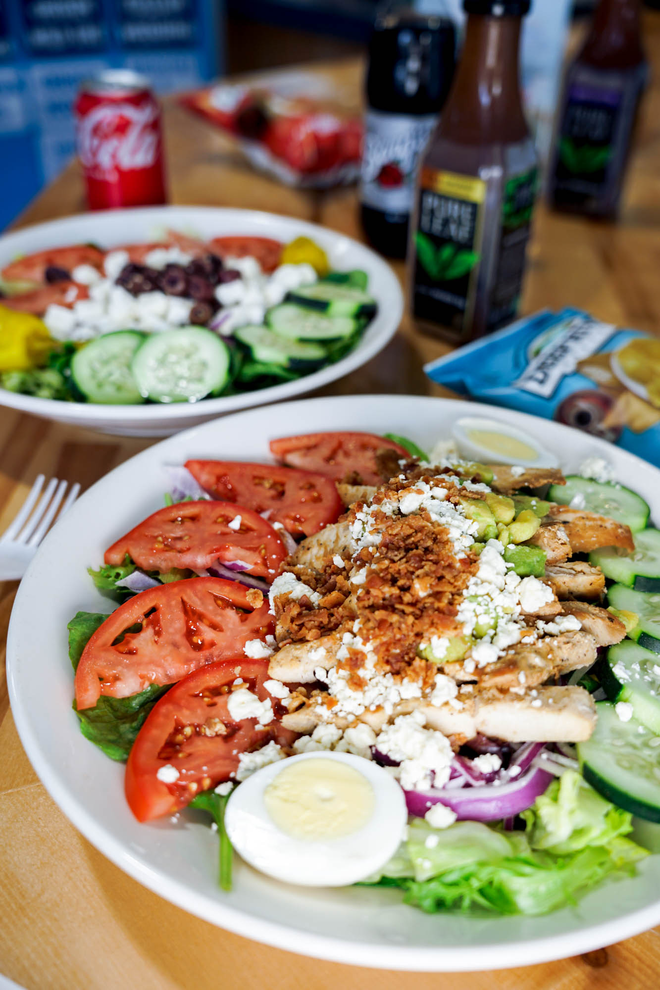 California Cobb salad and Greek salad