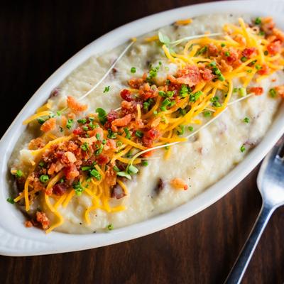 Loaded Mashed Potatoes, closeup.