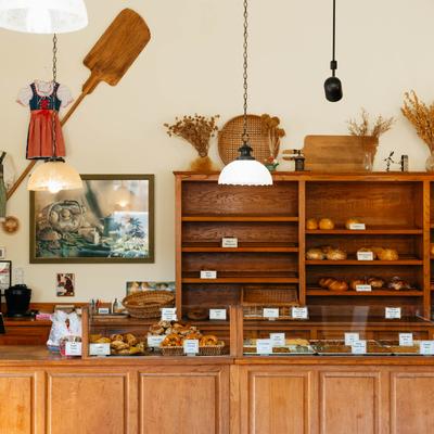 Counter with various pastries.