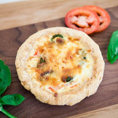 Tomato Basil Mozarella Quiche.