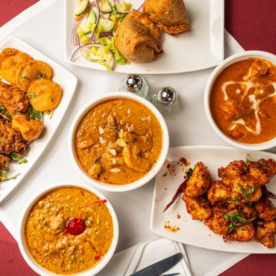 Assorted food dishes.
