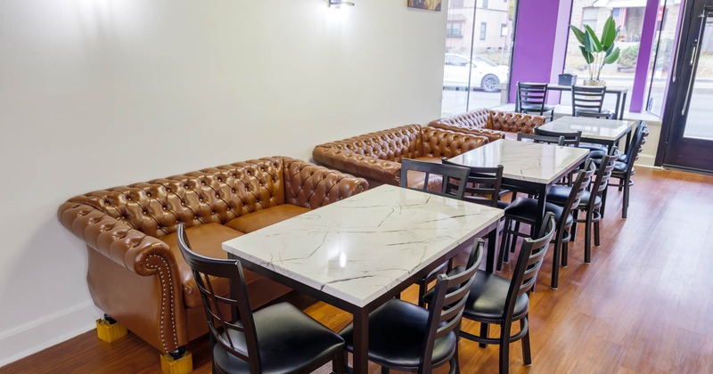 Interior, sofas and tables