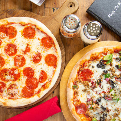 Two pizzas on the table