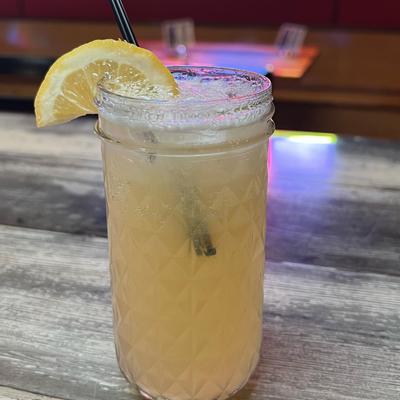 A glass of drink served