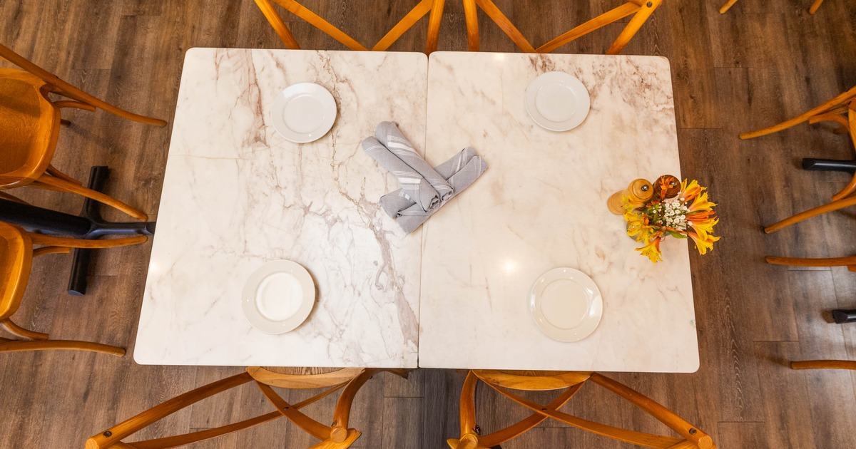Interior, table ready for guests