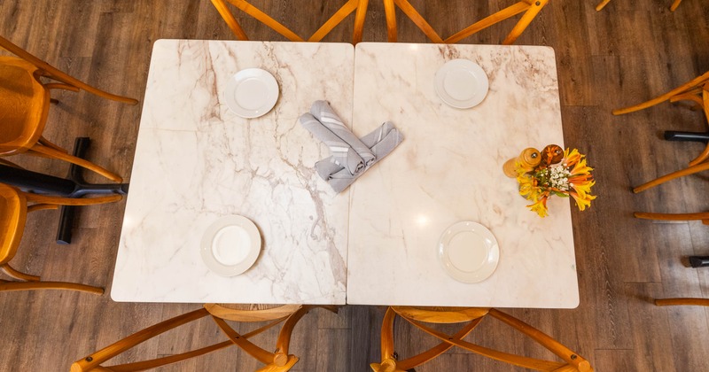 Interior, table ready for guests