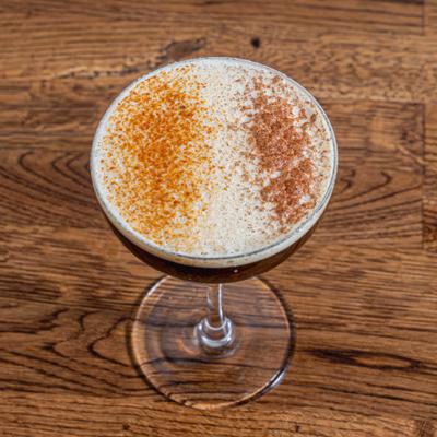 Espresso martini with fresh shaved cinnamon and Mexican chocolate..