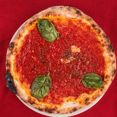 Marinara pizza, with garlic, oregano, basil, and EVOO