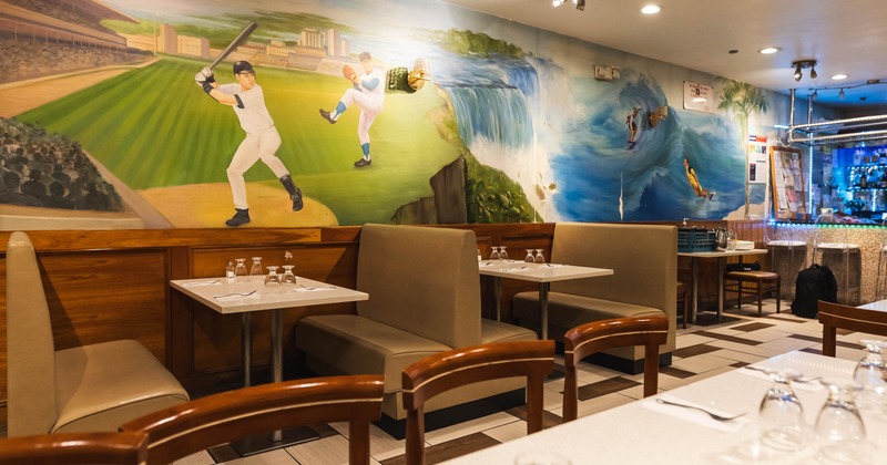 Interior, booths with tables