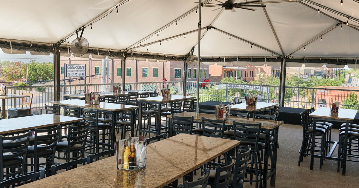 Seating area covered with canopy