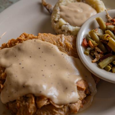Chicken Fried Steak close up.