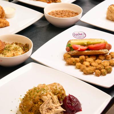 Asortiment of meals served on the table.